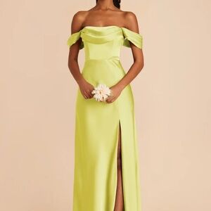 Birdy Grey Mia Convertible Chartreuse Satin dress size L